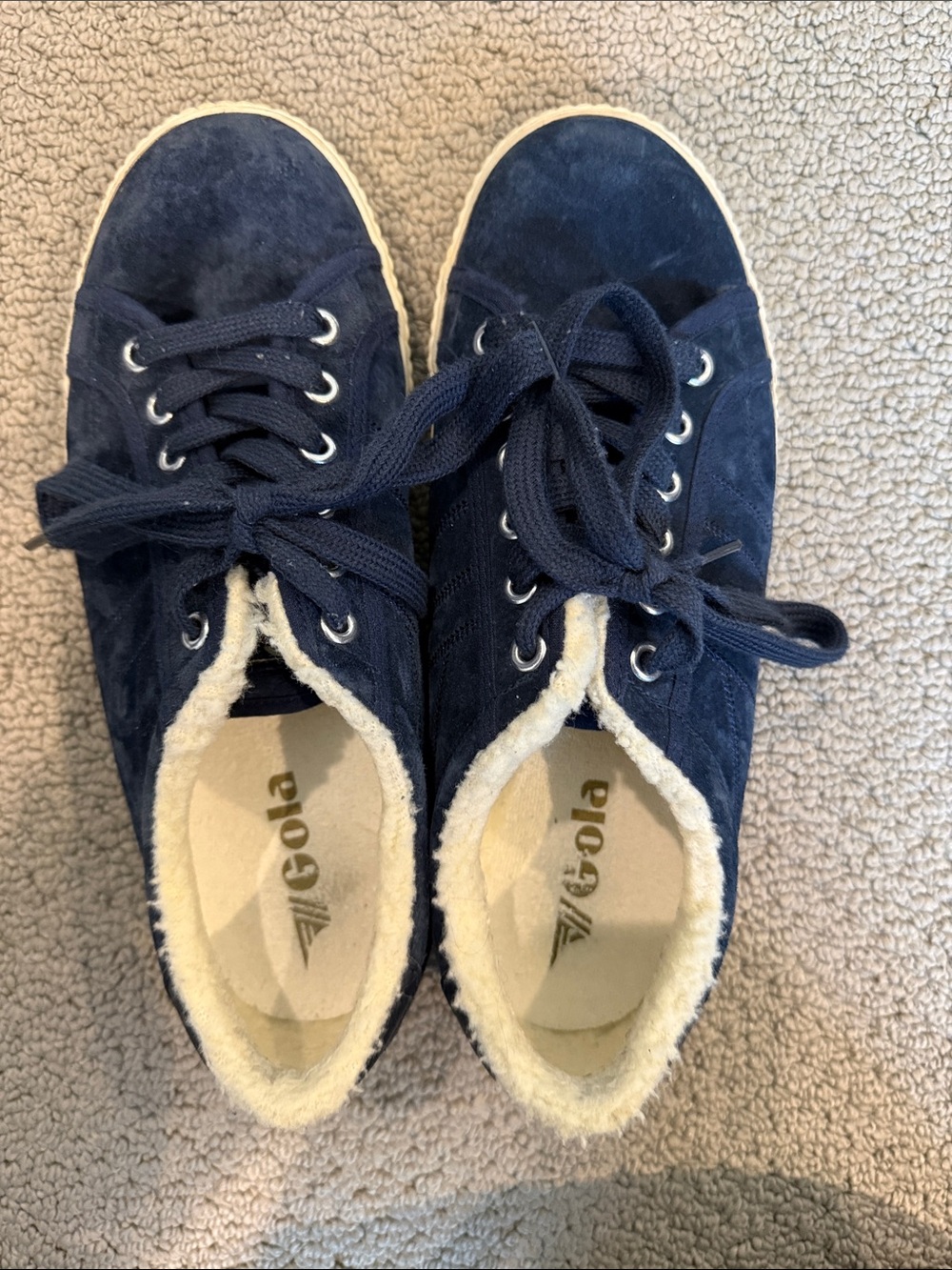 Gola Navy Suede Women's Sneakers with Cream Shearling Lining